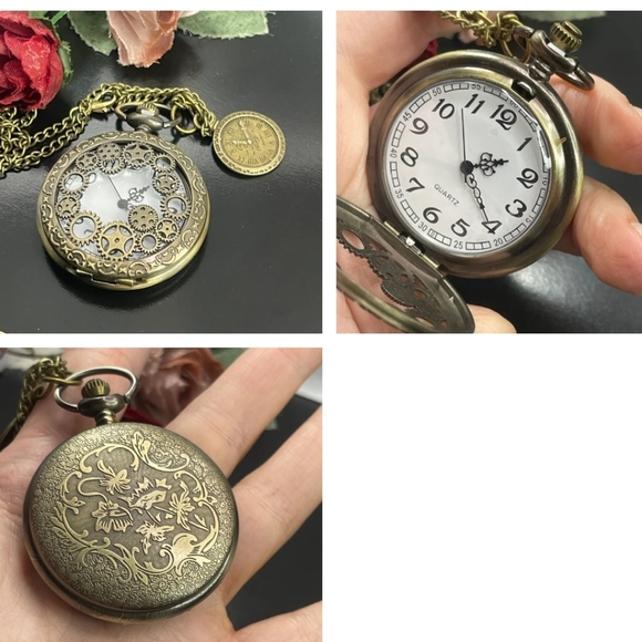 Brand New Steampunk gears quartz pocket watch - Picture 3 of 3